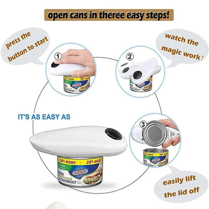 Electric Can Opener Automatic Jar Opener Smooth Edge Bottle Opener Battery Operated for Weak Hands for All Kinds of Jars