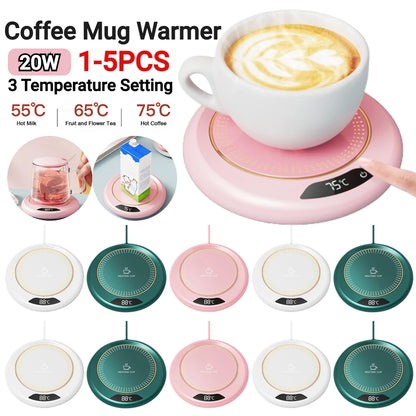 1-5PC Coffee Mug Warmer USB Constant Temperature Coaster 3-Gear Cup Warmer Milk Tea Water Heating Pad Cup Heater for Home Office